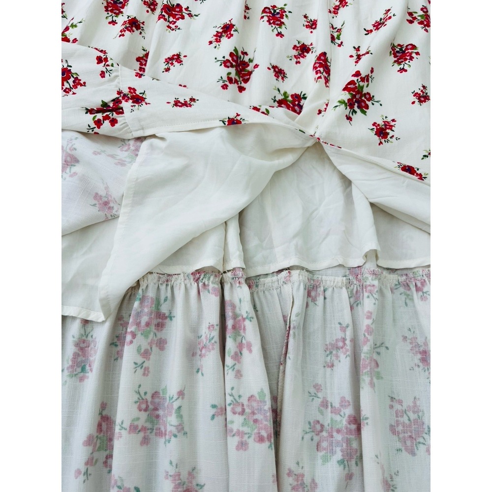 NWT ASTR The Label Corset Red Floral Pleated Sweetheart Midi Dress Strappy L - Picture 11 of 14